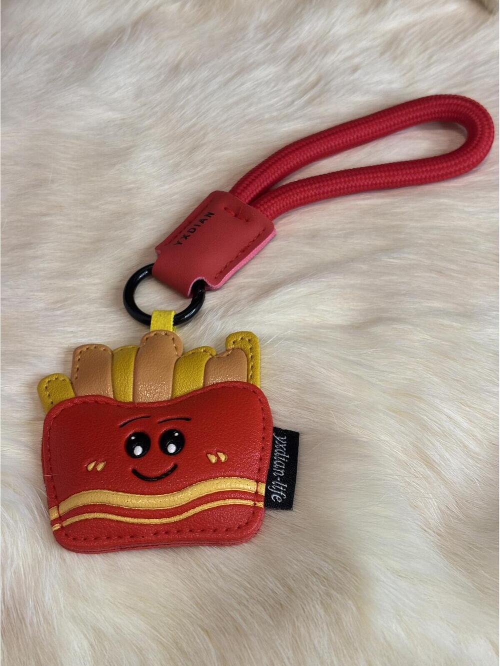 Yodian Cute French Fries Keychain Charm with Red Strap